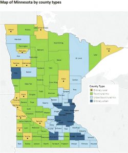 Map of Minnesota by county types