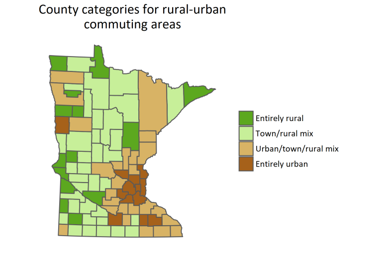 RuralUrban Commuting Areas Explanation of County Categories Center