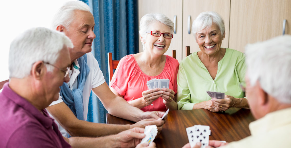 Seniors playing cards