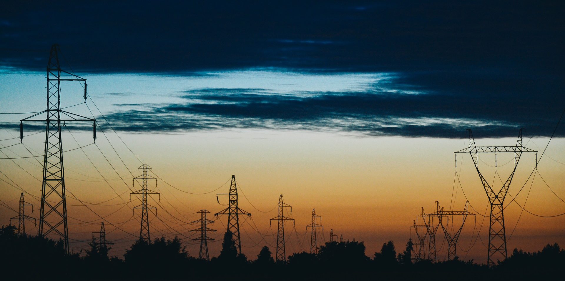 Power lines at sunset.