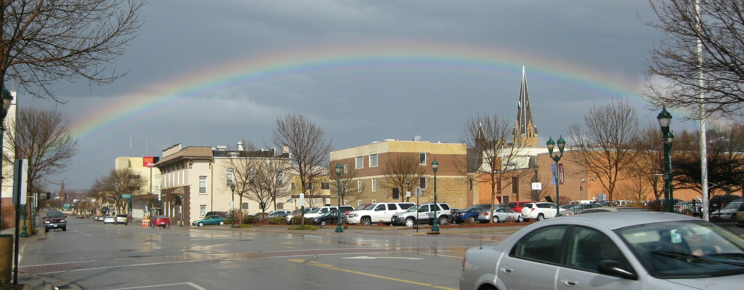 Rainbow over downtown Mankato